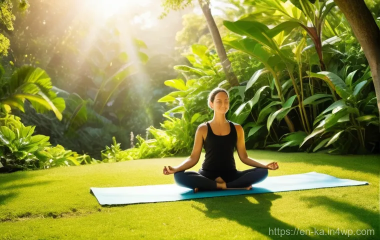 자연 처방 제도의 활용에 대한 소비자 조사 - **Prompt:** A serene, diverse adult person (or small group of adults) practices gentle yoga or medit...