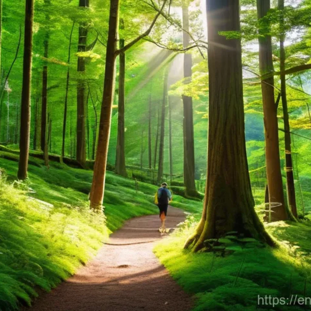 자연 처방 제도와 대중의 반응 - **Prompt:** A serene, sun-dappled forest scene. A diverse group of adults and teenagers, all dressed...