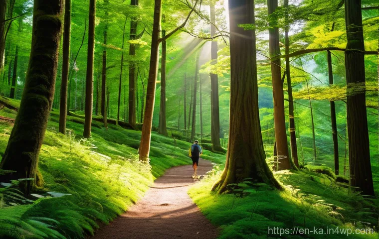 자연 처방 제도와 대중의 반응 - **Prompt:** A serene, sun-dappled forest scene. A diverse group of adults and teenagers, all dressed...