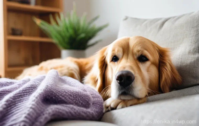 자연 처방 제도와 동물 치료법 - Image Prompt 1: Aromatic Sanctuary for an Anxious Dog**